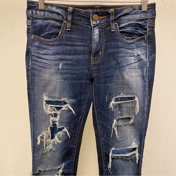American Eagle 2 Short Jeggings Distressed Patched Vintage Collection Jeans - Picture 3 of 12